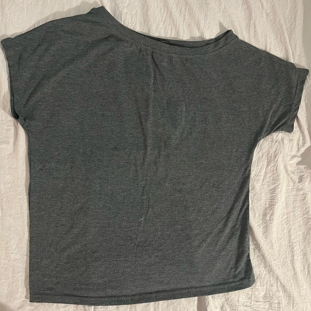 Gray off the shoulder t-shirt
